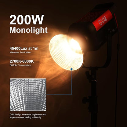 GVM 200W LED Video Light with Lantern Softbox, SD200B Continuous Lighting Kit - Image 2