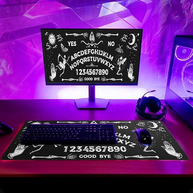 Mysterious Spirit Goth Gaming Mouse Pad 31.5x11.8 Inch Large Desk Mat Black - Image 6