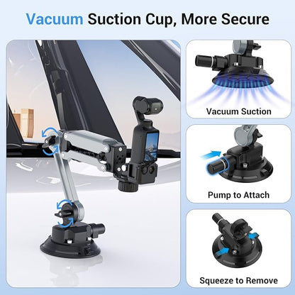 Geyo Camera Suction Cup Mount, Aluminum Alloy Multi-Function Shock Absorber Arm - Image 2