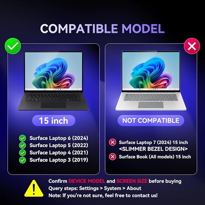 Privacy Screen for Surface Laptop 6/5/4/3-15 Inch, Removable Computer Screen - Image 2