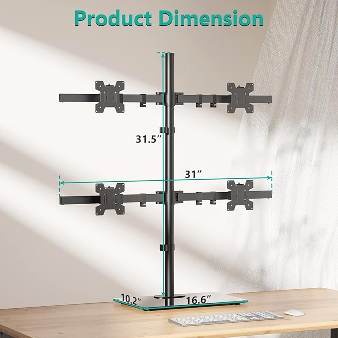 WALI Freestanding Quad Monitor Mount - Image 4