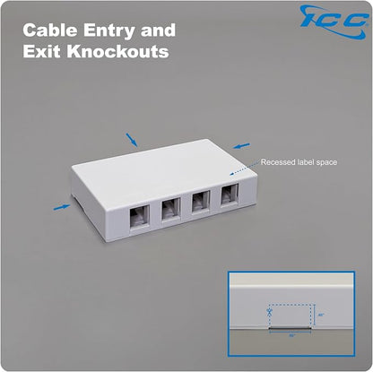 ICC 4 Port Surface Mount Box in White, 5 Pack, Works - Image 6