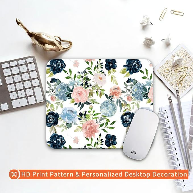 Square Mouse Pad Pretty Flowers, Personalized Premium-Textured Custom Mouse Mat - Image 6