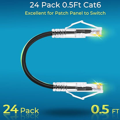Rapink Patch Cables Cat6/ Cat6a 0.5ft Slim, Cat6a Ethernet Patch Cable 10G - Image 2