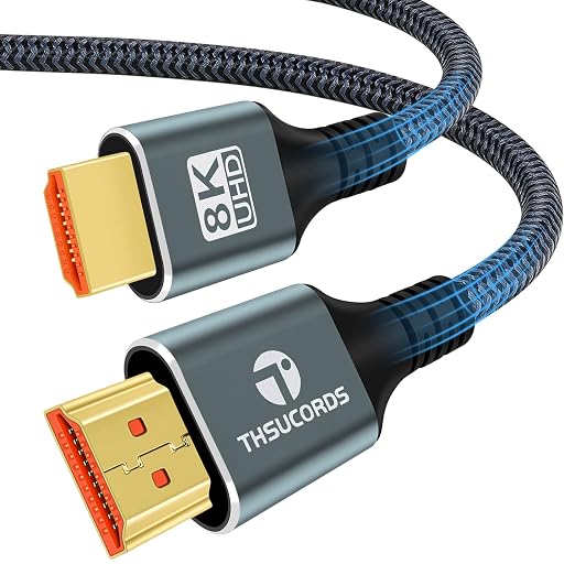 8K 4K HDMI Cable 3.3FT, High Speed Braided HDMI to HDMI 2.1 Cord Supports by Thsucords