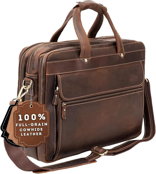 Luxorro Full Grain Leather Briefcase by Luxorro