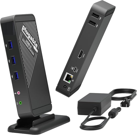 Plugable USB-C Dock with 4K HDMI and 60W Charging, Compatible with Thunderbolt by Plugable