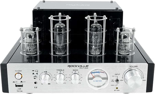 Rockville BluTube 70W Tube Amplifier Stereo Receiver, Compact Design, Warm Sound by Rockville