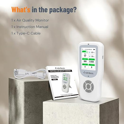 LifeBasis Air Quality Monitor Indoor, 11-in-1 Air Quality Detector - Image 8