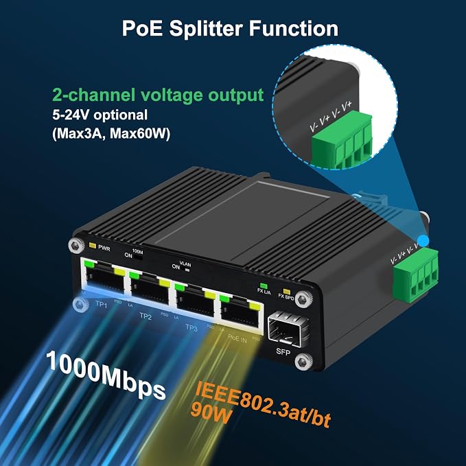 Mini Industrial 4 Port 10/100/1000Mbps Gigabit Ethernet Switch - Image 5