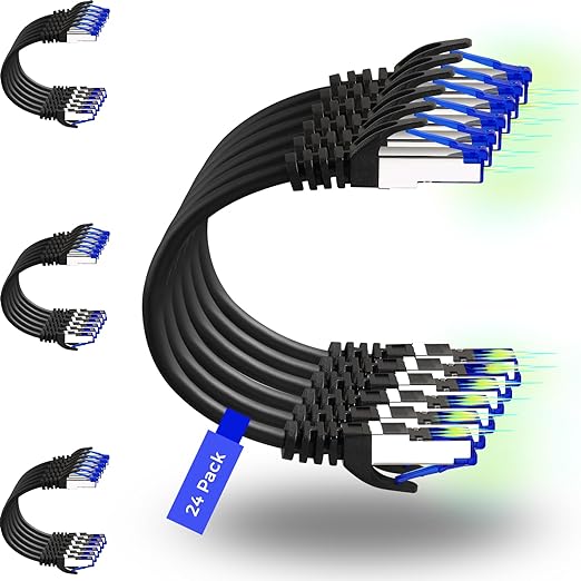 Rapink Patch Cables Cat8 0.5ft 24 Pack Slim, Cat8 Ethernet Patch Cable 40G by Rapink