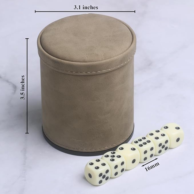 PU Leatherette Dice Cup with 6 Dot Dices - Image 5