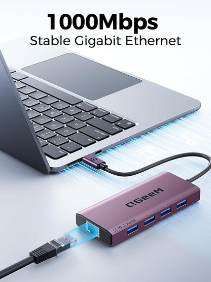 QGeeM USB C Hub Ethernet, 9 in 1 USB Type C Hub HDMI Multi-Port Converter - Image 6