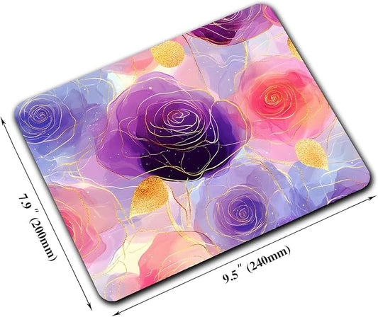 Aesthetic Gold Texture Rose Flower Custom Mouse Pad - Image 2