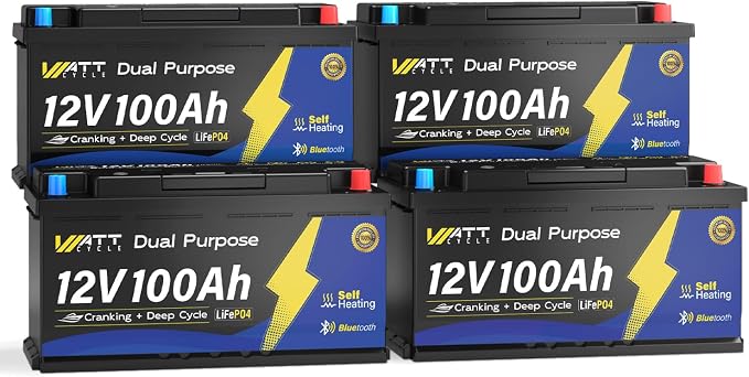 12V 100Ah Bluetooth LiFePO4 Battery, Lithium Battery by Wattcycle