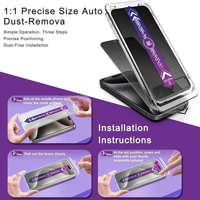Matte Privacy Screen Protector for iPhone 17 Pro Max 6.9-Inch, Auto Dust Removal - Image 3