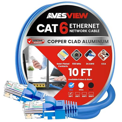 CAT 6 10 ft Ethernet Cable, Indoor High-Speed 10Gbps Snagless Long CAT6 10FT - Image 2
