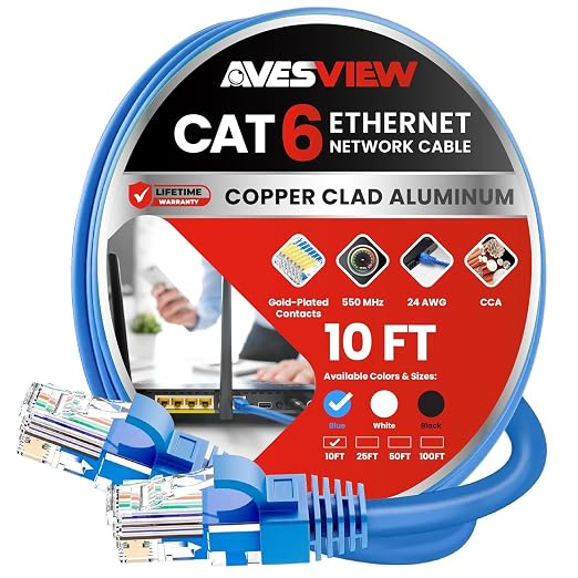 CAT 6 10 ft Ethernet Cable, Indoor High-Speed 10Gbps Snagless Long CAT6 10FT - Image 2