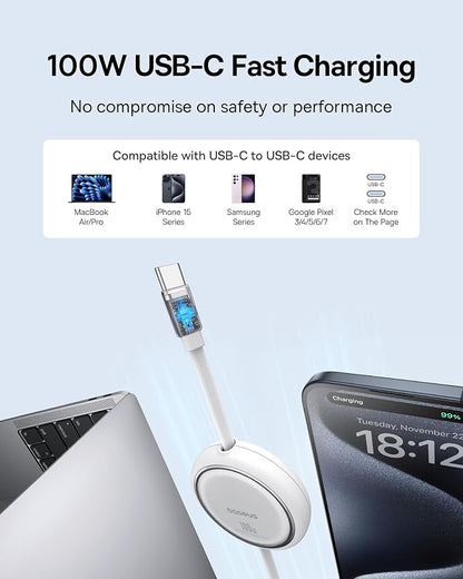 Baseus USB C to USB C Cable, 100W Retractable USB C 5A Fast Charging Cable - Image 2