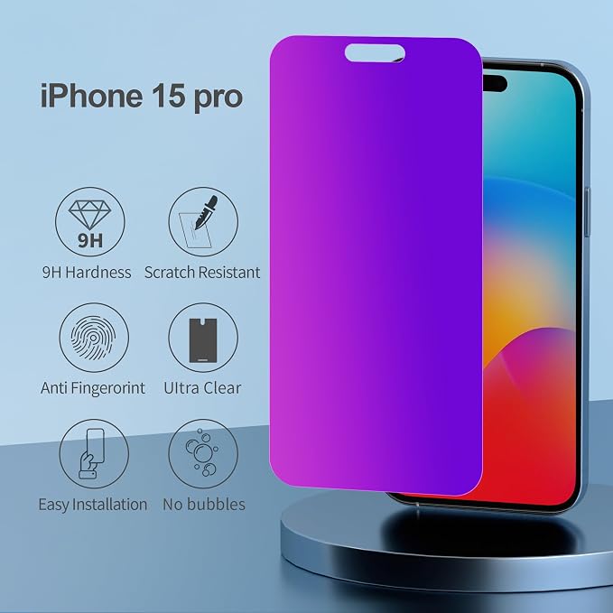 Compatible for iPhone 15 Pro Privacy Screen Protector Tempered Glass 6.1 Inch - Image 3