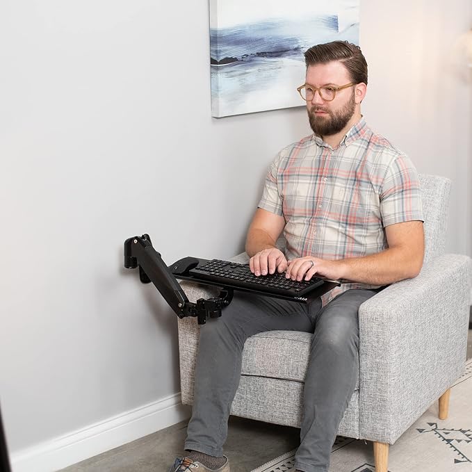 VIVO Sit-Stand 24 Inch Pneumatic Spring Keyboard and Mouse Tray Wall Mount - Image 9