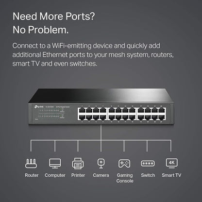TP-Link 24 Port Gigabit Ethernet Switch Desktop/ Rackmount Plug & Play Shielded - Image 2
