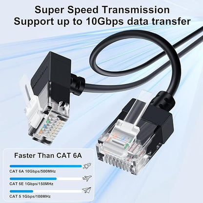 Cat6A Ethernet Cable 90 Degree Downward Angled 3.3FT 5 Pack, Flexible Slim & - Image 2