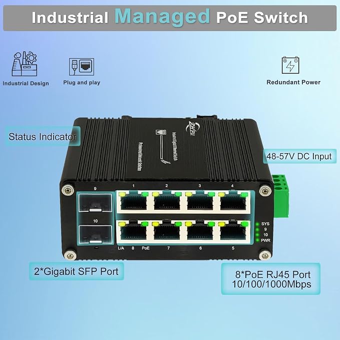 Industrial Managed 8 Port PoE Ethernet Switch - Image 3