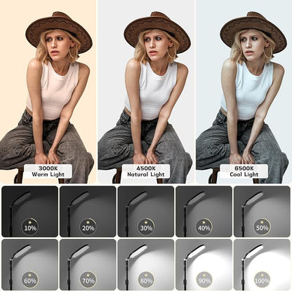 Desk Ring Light with Stand and Phone Holder, 3000K-6500K Dimmable Computer - Image 4