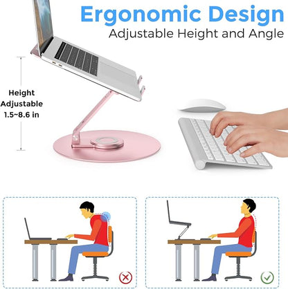 Swivel Laptop Stand for Desk, Adjustable Height Aluminum Computer Stand - Image 6