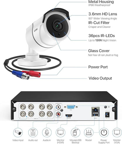 ZOSI 8CH 3K Lite Home Security Camera System, AI Human/Vehicle Detection - Image 8