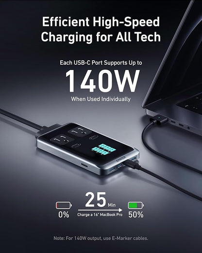 Anker Prime Charging Station, 240W 8-in-1 USB C Power Strip, 5 ft Detachable - Image 4