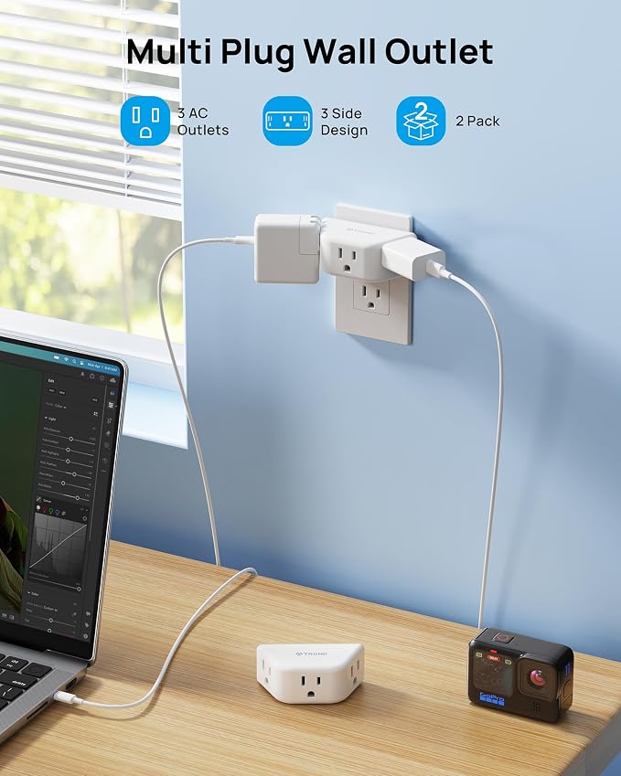 TROND Multi Plug Outlet Extender 2 Pack - Image 2