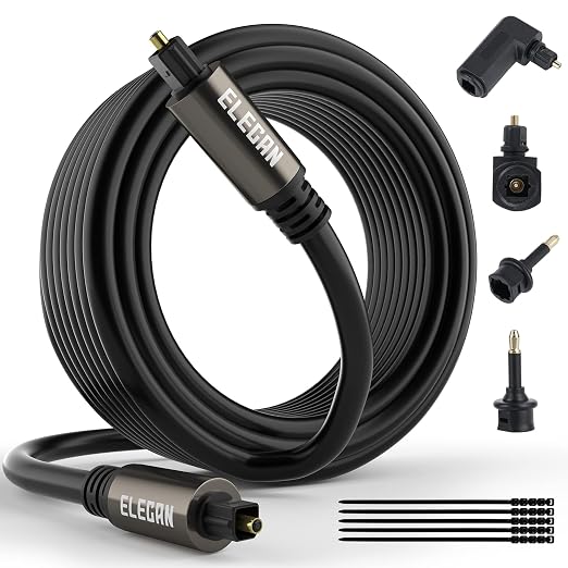 Elecan Optical Audio Cable 50 Ft Digital Audio Toslink Cable Cord-Fiber by Elecan