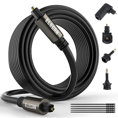 Elecan Optical Audio Cable 20 Ft Digital Audio Toslink Cable Cord-Fiber by Elecan