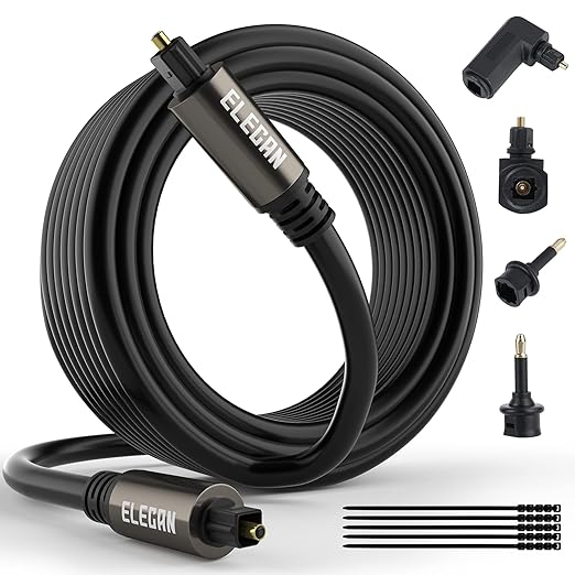Elecan Optical Audio Cable 20 Ft Digital Audio Toslink Cable Cord-Fiber by Elecan
