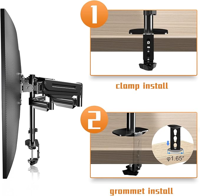 Pholiten Triple Monitor Desk Mount, Triple Gas Spring Monitor Arm - Image 5