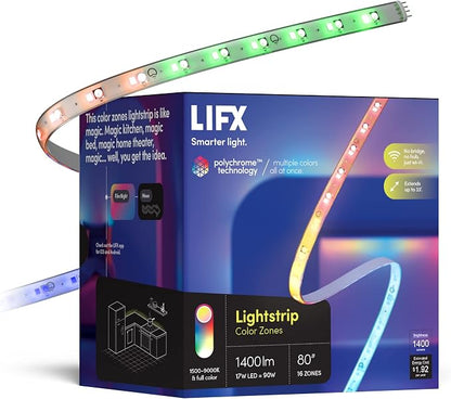 LIFX Supercolor Smart LED Strip Lights 6.6ft, Color Changing Multizone RGB + by LIFX