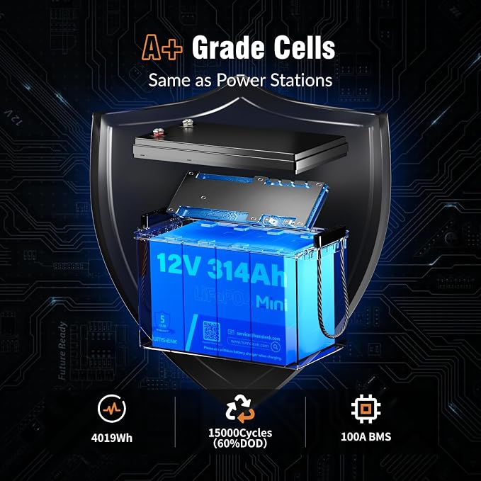 12V 314Ah LiFePO4 Lithium Battery Max. 4019Wh Energy, 15000+ Deep Cycles - Image 6