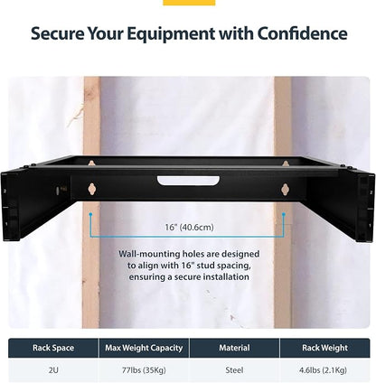 StarTech.com 2U Wall Mount Network Rack - 14 in Deep - 19" Patch Panel Bracket - Image 4