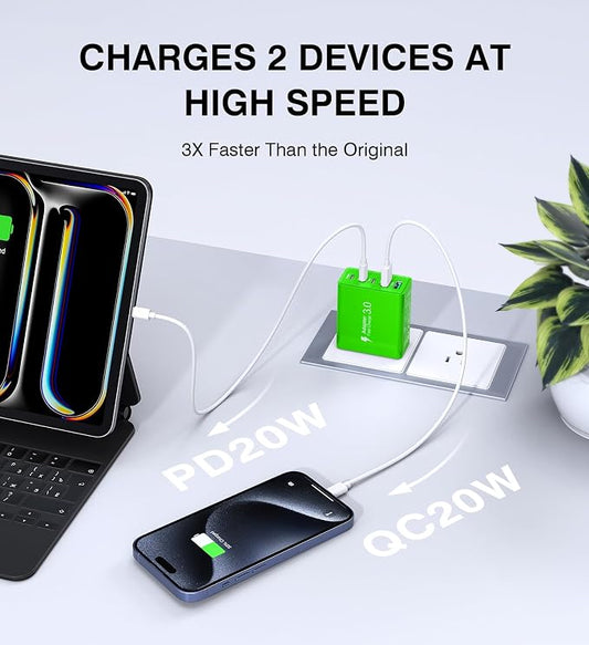 2 Pack 50W USB C Fast Charger Block, 5-Port Type C Wall Charger Brick, 2 USB A - Image 2