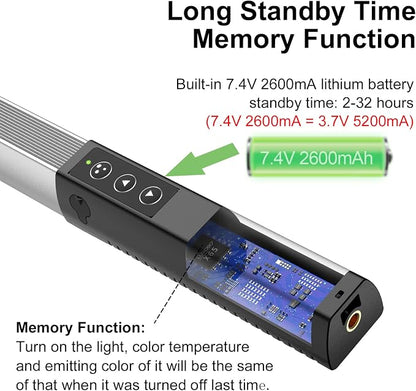 2 Pack RGB LED Video Light Wand Stick, LUXCEO Photography Studio Lighting Kits - Image 6