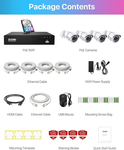 ZOSI 8CH 4K PoE Home Security Camera System, 8 Ports 16CH 8MP NVR - Image 9