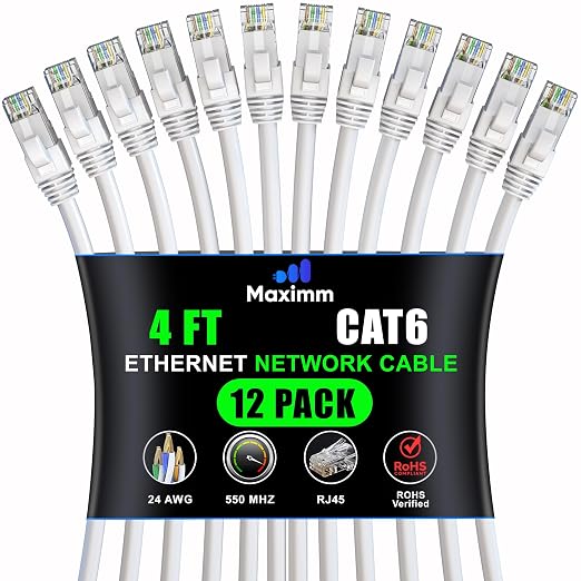 Maximm Cat 6 Ethernet Cable 4 Ft, Cat6 Cable, LAN Cable, Internet Cable by MaximmCable