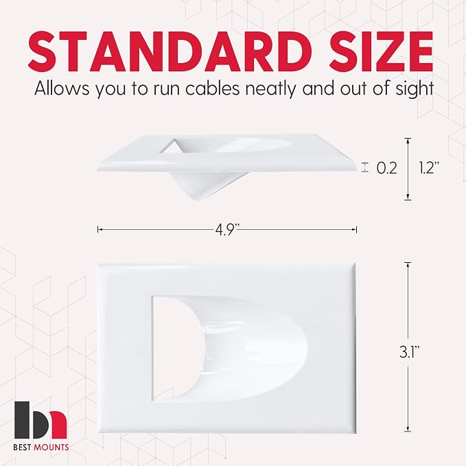 BestMounts - 1 Pack In Wall Cable Management 1-Gang Recessed Snap-ON Low - Image 4