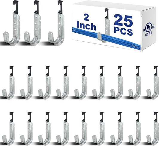 Zonon 25 Pcs J Hooks for Hanging Metal J Hook Hangers Cable Support by Zonon