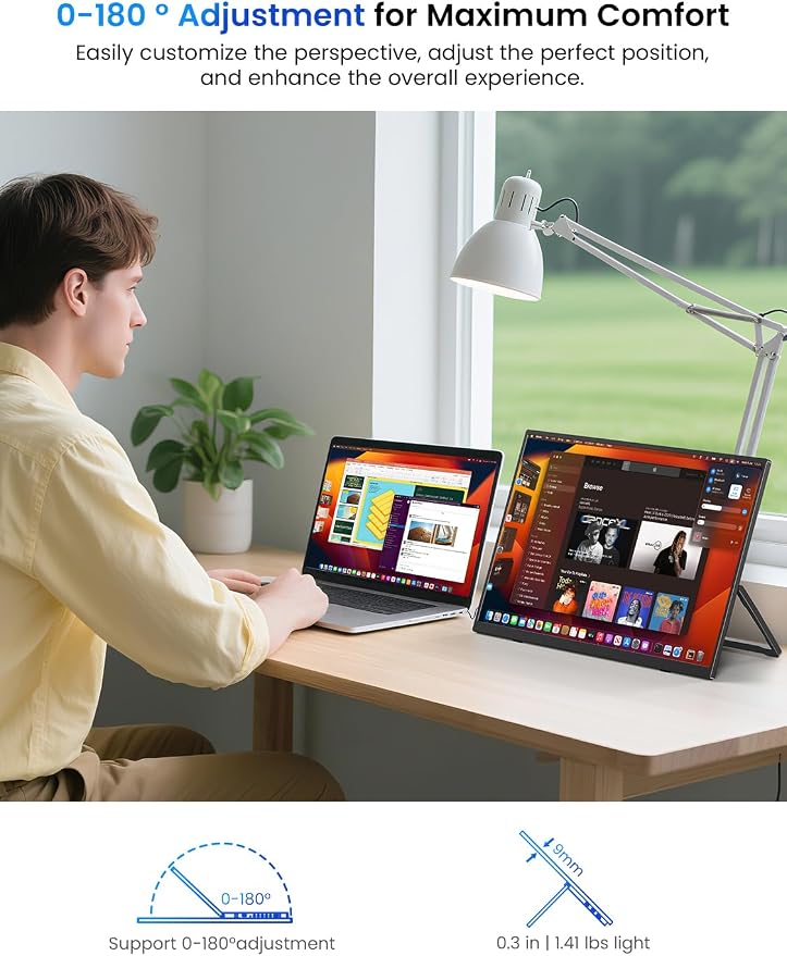 UPERFECT Portable Monitor 15.6", 125% sRGB 1080P FHD Portable Screen Plug & Play - Image 5
