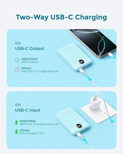 VEEKTOMX Mini Portable Charger 10000mAh, 22.5W Fast Charging Small Power Bank - Image 4