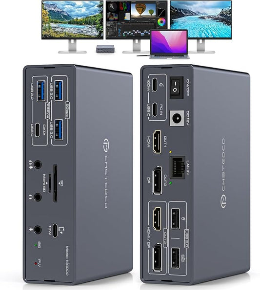 TJCXELE Displaylink Docking Station 4K@60Hz 3 Monitors USB C Dock by TJCXELE