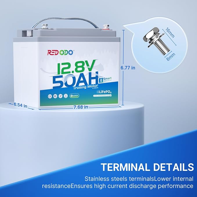 Redodo Smart Bluetooth 12V 50Ah LiFePO4 Lithium Battery - Image 5